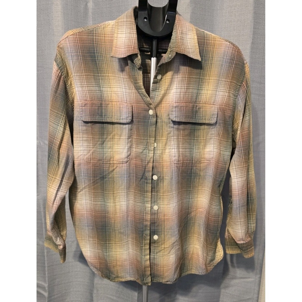 Lia Wear Women's Medium Flannel Shirt Plaid Pockets